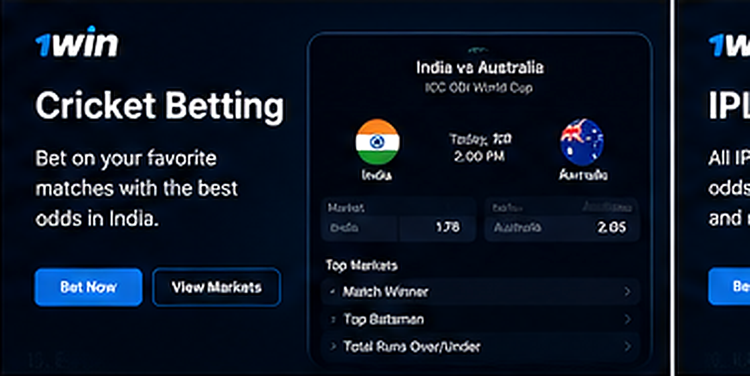 1win Cricket Betting India interface hero