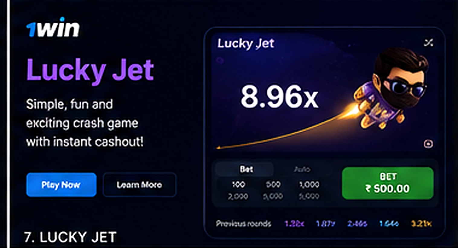 1win Lucky Jet India interface hero